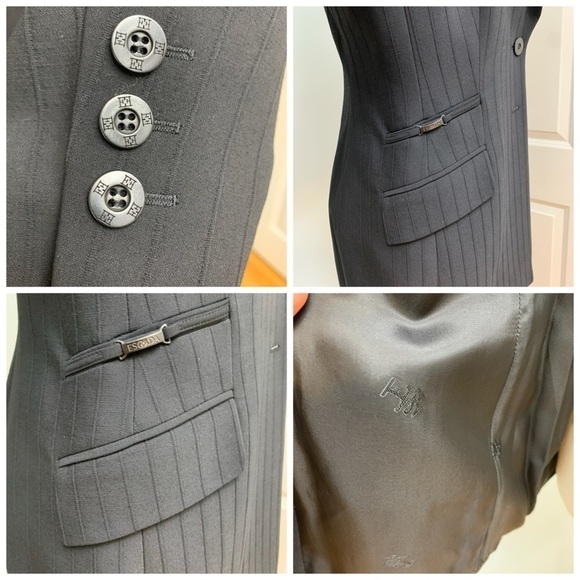 Escada Margaretha Ley Black 2 Piece Striped Wool Pants/Jacket Suit EU 38 US 6/8 - Picture 8 of 17